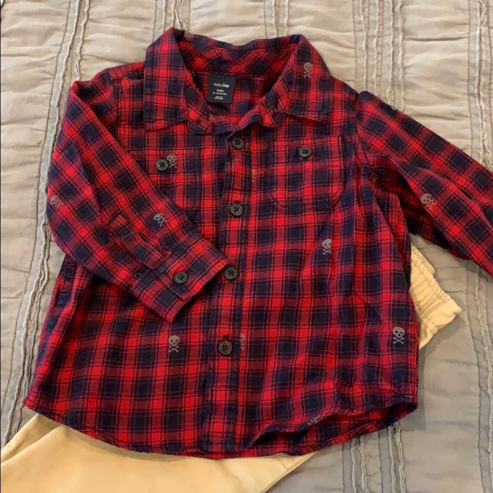 Baby Gap plaid skull shirt for boys